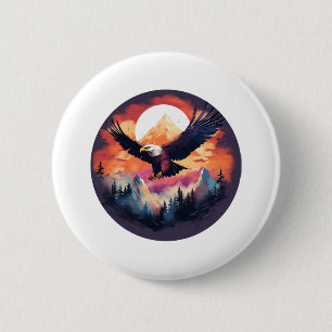 Freedom and Strength - Impressive Bald Eagle 6 Cm Round Badge