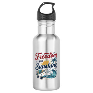 Freedom And Sunshine Vintage Beach Shirt Design (3 532 Ml Water Bottle