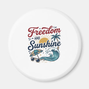 Freedom And Sunshine Vintage Beach Shirt Design (3 Magnet