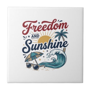 Freedom And Sunshine Vintage Beach Shirt Design (3 Tile