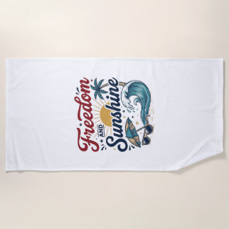 Freedom And Sunshine Vintage Beach Shirt Design (3 Towel