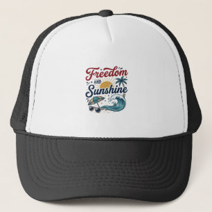 Freedom And Sunshine Vintage Beach Shirt Design (3 Trucker Hat