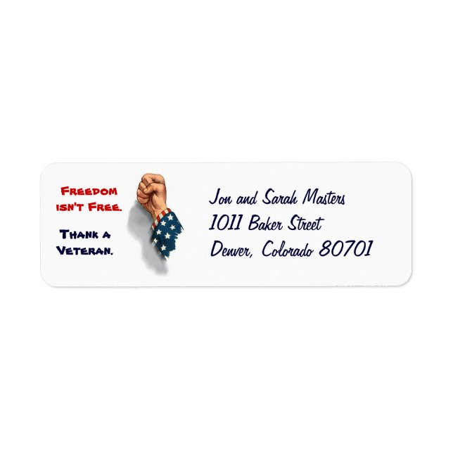 Freedom and Veteran Patriotic Return Address Label (Front)