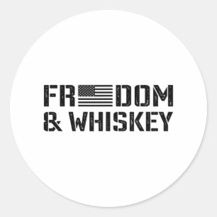 Freedom And Whiskey - 4th Of July Usa Flag Funny M Classic Round Sticker