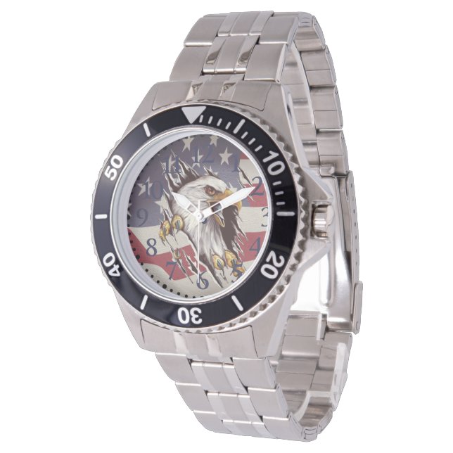 Freedom Bald Eagle American Flag Watch (Angled)