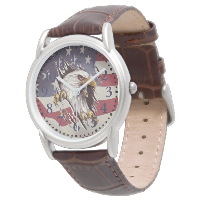 Freedom Bald Eagle American Flag Watch (Angled)