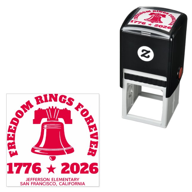 Freedom Bell 1776–2026 School Trodat 4924 Rubber Self-inking Stamp (In Situ)