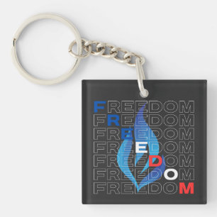 Freedom Blue Flame of Democracy USA Key Ring