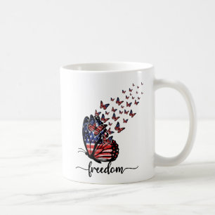 Freedom Butterflies Patriotic Red, White, Blue Coffee Mug
