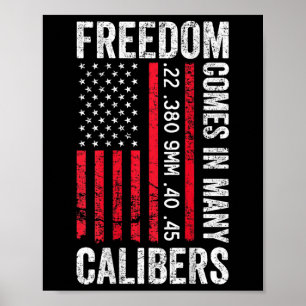 Freedom Comes In Many Calibres - Funny Pro Gun (on Poster