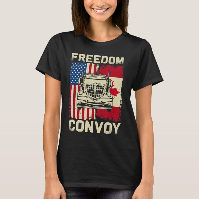 Freedom Convoy 2022 Support Canadian Truckers Mand T-Shirt (Front)