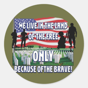 FREEDOM COSTS!  WE LIVE FREE BECAUSE OF SOLDIERS CLASSIC ROUND STICKER