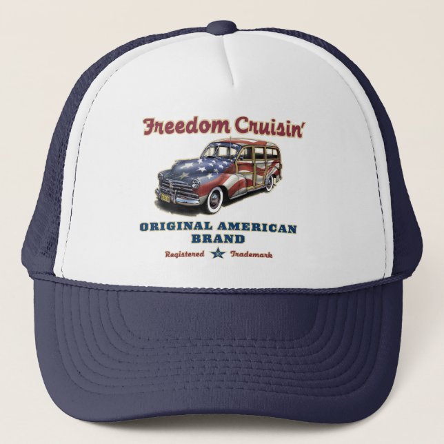 Freedom Cruisin' Surfer Americana Trucker Hats (Front)