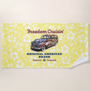Freedom Crusin' Hawaiian Woody Hibiscus - Yellow Beach Towel