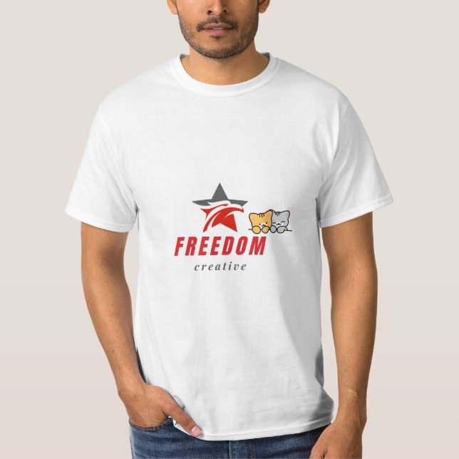 Freedom & cute cat design t-shirt (Front)