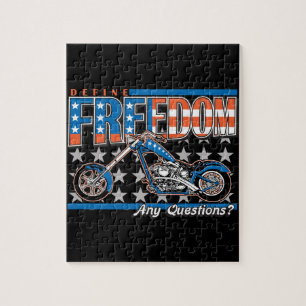 Freedom Cycle American Flag Paint Motorcycle Jigsaw Puzzle