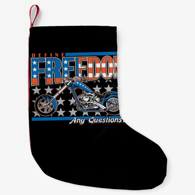 Freedom Cycle American Flag Paint Motorcycle Small Christmas Stocking (Front)
