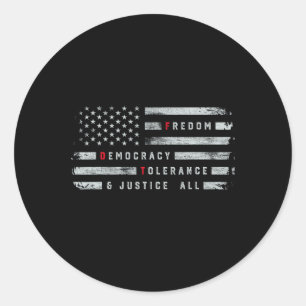 Freedom Democracy Tolerance Justice All Subtle Res Classic Round Sticker