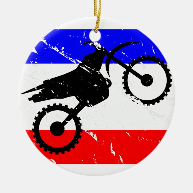 Freedom Dirt-Bike FLAIR Ceramic Tree Decoration (Front)