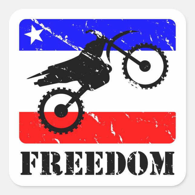 Freedom Dirt-Bike FLAIR Square Sticker (Front)