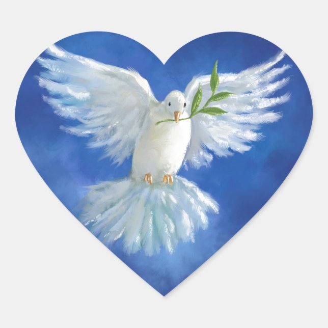 Freedom Dove, peace on earth Heart Sticker (Front)