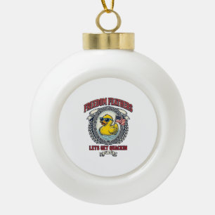 Freedom Duck Vintage Patriotic Humour Ceramic Ball Christmas Ornament