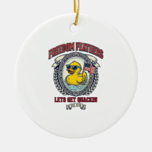Freedom Duck Vintage Patriotic Humour Ceramic Tree Decoration