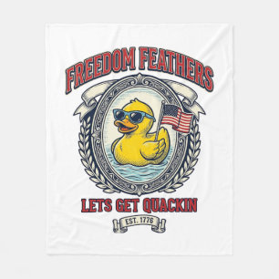 Freedom Duck Vintage Patriotic Humour Fleece Blanket