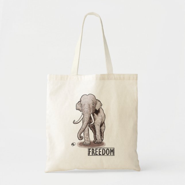 "Freedom" Elephant Tote Bag (Front)