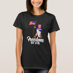 Freedom EST 1778  Women America Flag Love T-Shirt