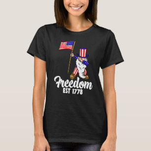 Freedom EST 1778  Women America Flag Love T-Shirt