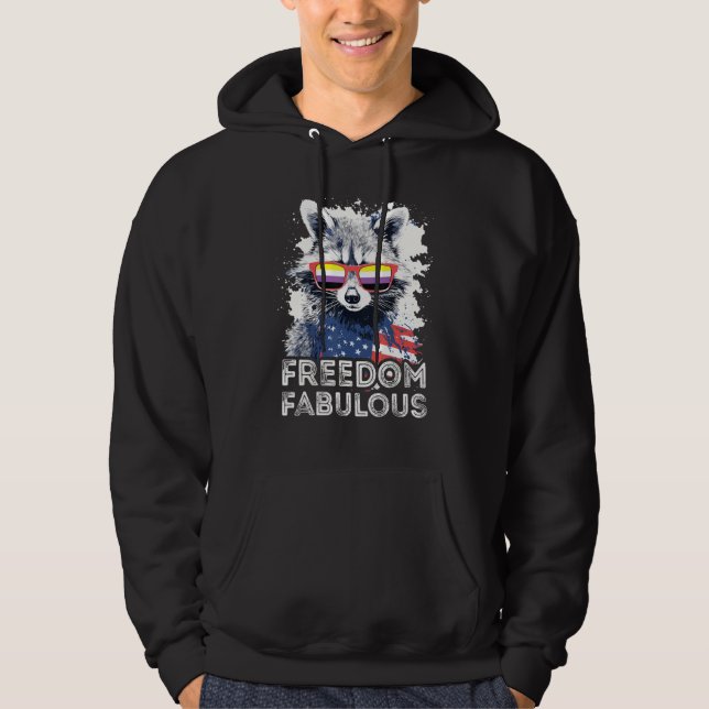 Freedom Fabulous  Raccoon Non Binary Sunglasses Fl Hoodie (Front)