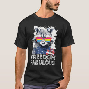 Freedom Fabulous  Raccoon Pansexual Sunglasses Fla T-Shirt
