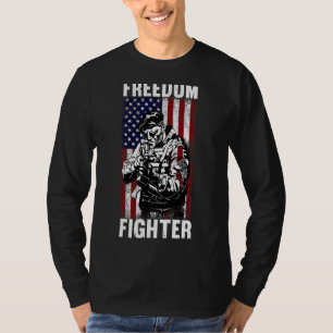Freedom Fighter American Veteran Usa Flag Ar 15 Pa T-Shirt