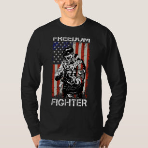 Freedom Fighter American Veteran Usa Flag Ar 15 T-Shirt
