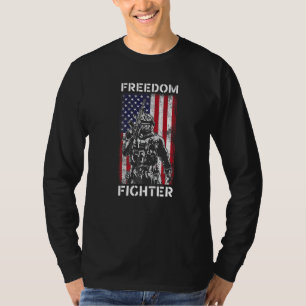 Freedom Fighter American Veteran Usa Flag Ar 15 T-Shirt