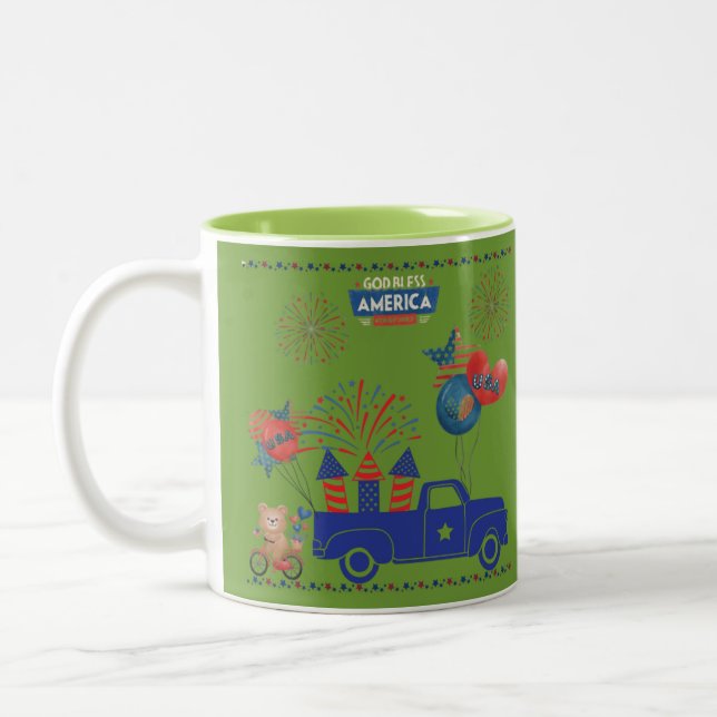 Freedom Firework Dreams green Two-Tone Coffee Mug (Left)