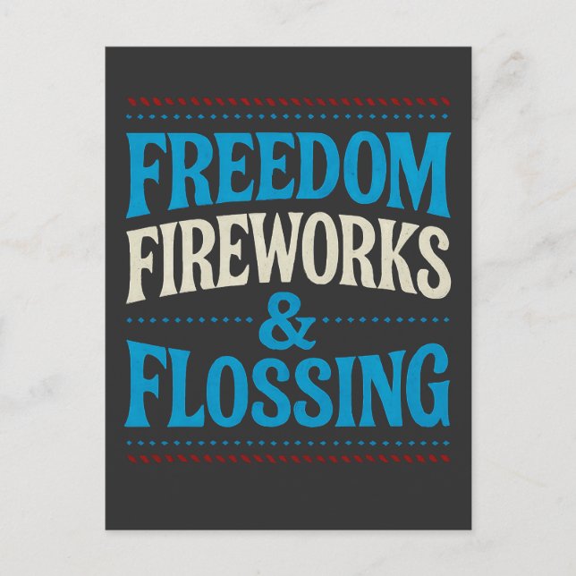 Freedom Fireworks & Flossing Dental Dentist   Announcement Postcard (Front)
