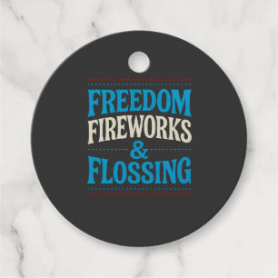Freedom Fireworks & Flossing Dental Dentist   Favour Tags
