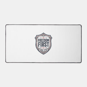 Freedom First Patriotic Shield Vintage Shirt_1 Desk Mat