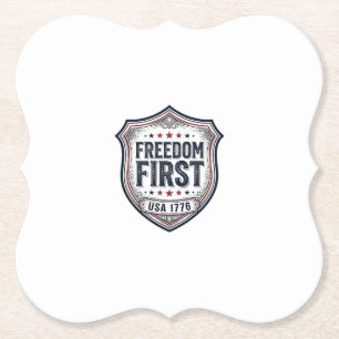 Freedom First Patriotic Shield Vintage Shirt_1 Paper Coaster