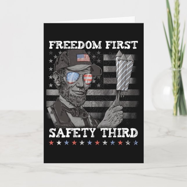 Freedom First Safety Third Fireworks 4th July Linc Card (Front)