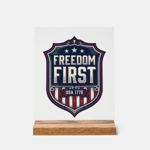 Freedom First USA 1776 Patriotic Shield T-Shirt De Acrylic Sign