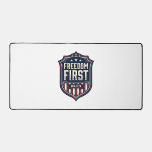 Freedom First USA 1776 Patriotic Shield T-Shirt De Desk Mat