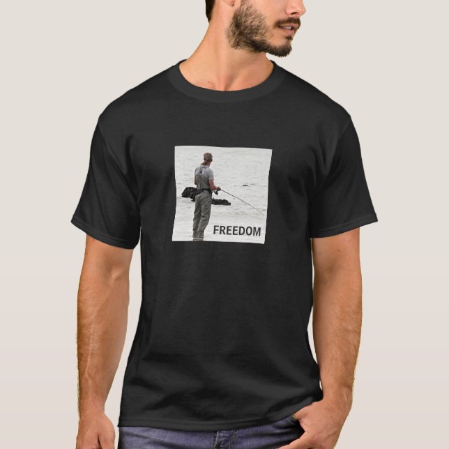 Freedom Fishing (dark) T-Shirt (Front)