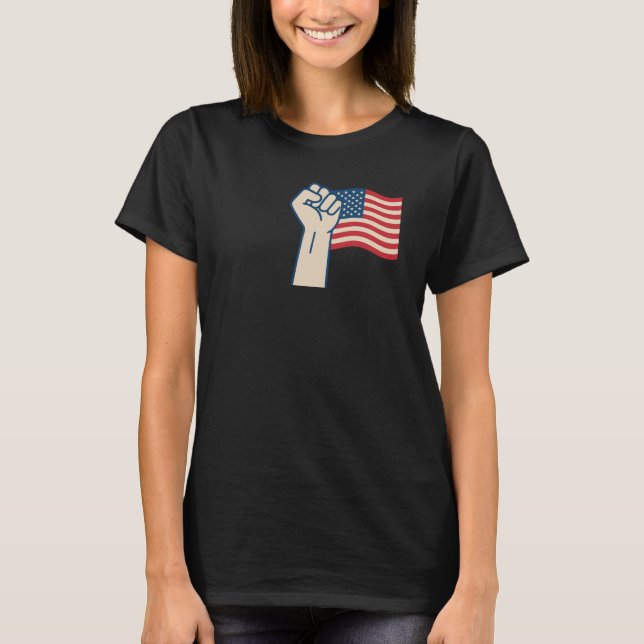 Freedom fist with American flag art T-Shirt (Front)