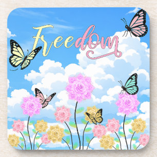 Freedom Floral Butterfly Design Coaster