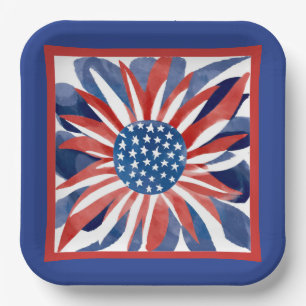 🌼 Freedom Flower Paper Plat 9" Square Paper Plate