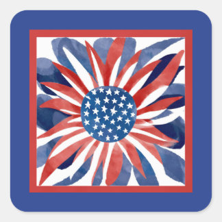 🌼 Freedom Flower Paper Plat 9" Square Paper Plate Sticker