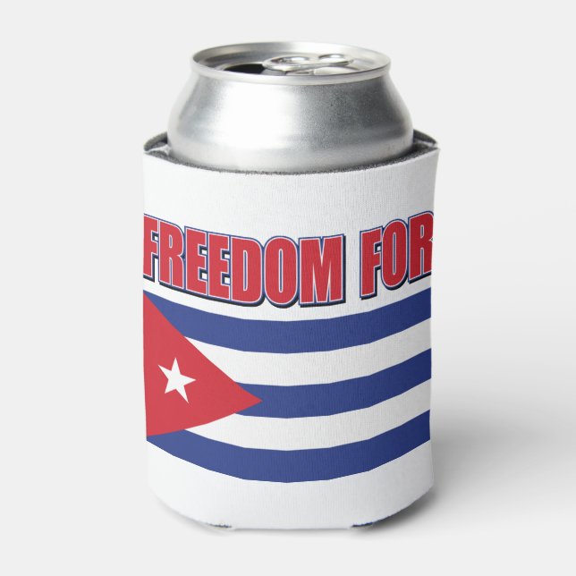 Freedom For Cuba Cuban Flag Can Cooler (Can Front)